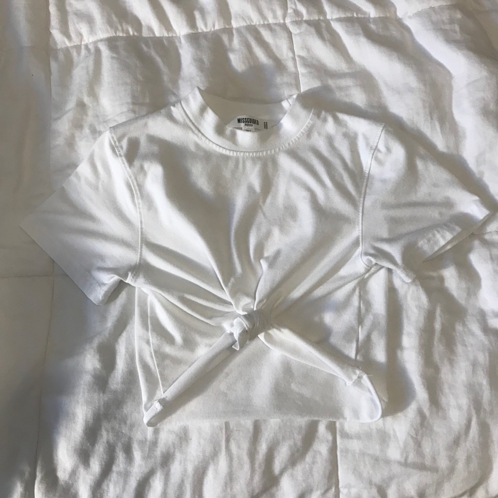 missguided cropped tie up knot top